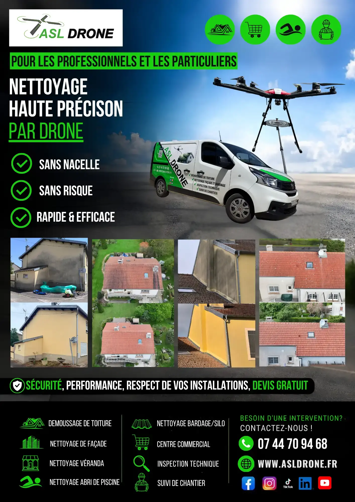 asldrone asl drone Asldrone ASLdrone Asl drone nettoyage facade façade toiture veranda piscine industrie bardage agricole commerciale
